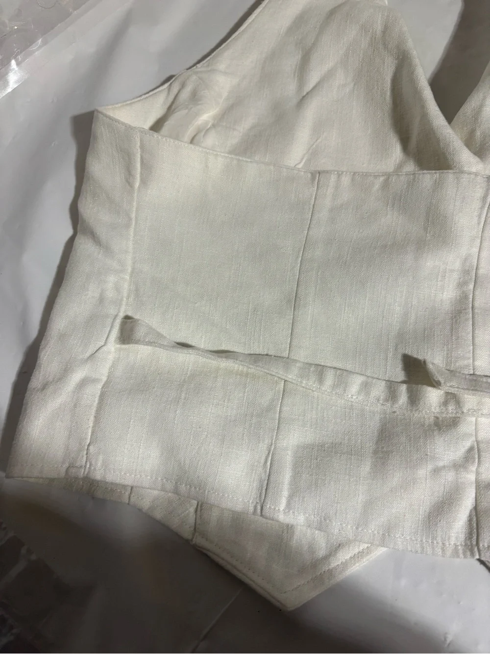 Free People Cream Sleeveless Button-Front Vest with Pointed Hem